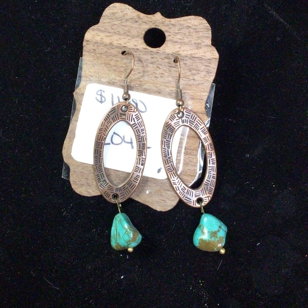 Blue Turquoise Dropped Earrings (19jj)